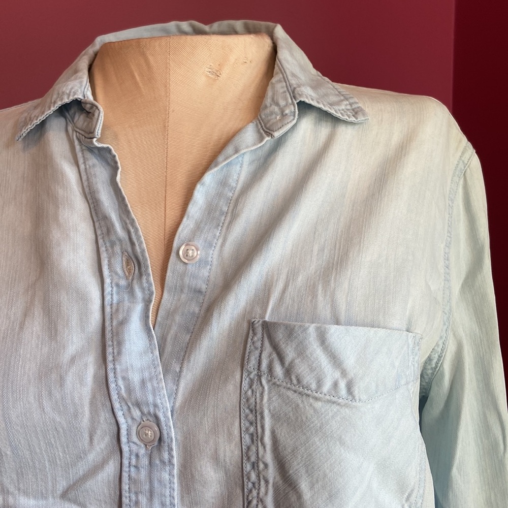 Rails Ingrid Raw Hem Vintage Light Button Up Shir… - image 6